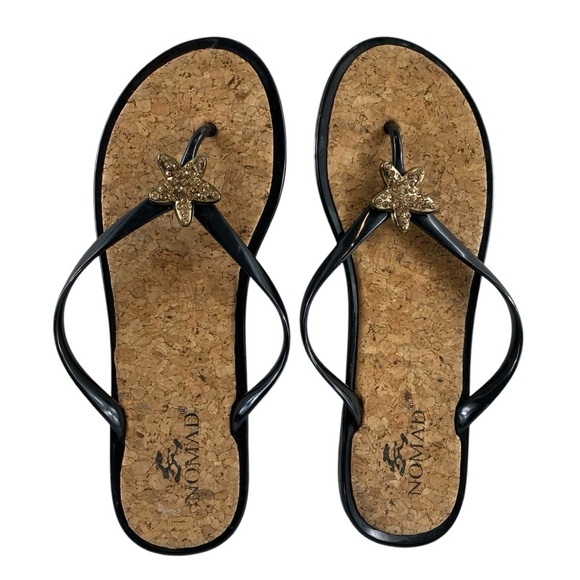 Nomad Black and Gold Starfish Sandals - Picture 1 of 7